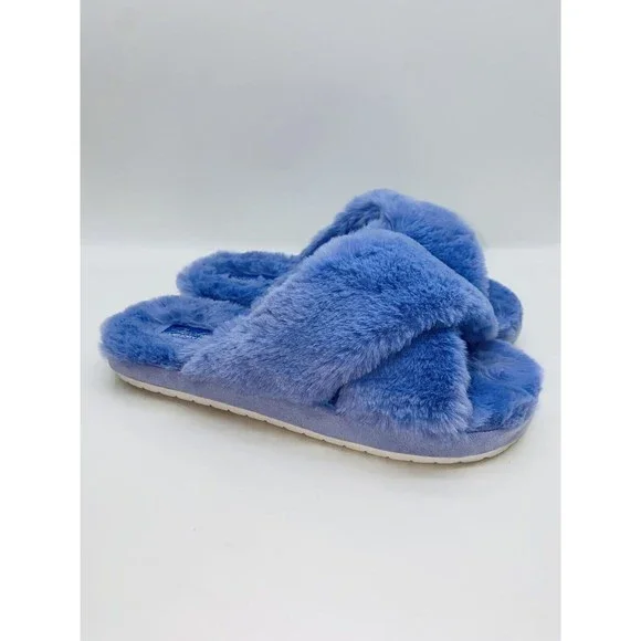 Skechers Women's Cozy Slide Furry Feels Faux Fur Slide Slippers Periwinkle 9.5M - Picture 2 of 11